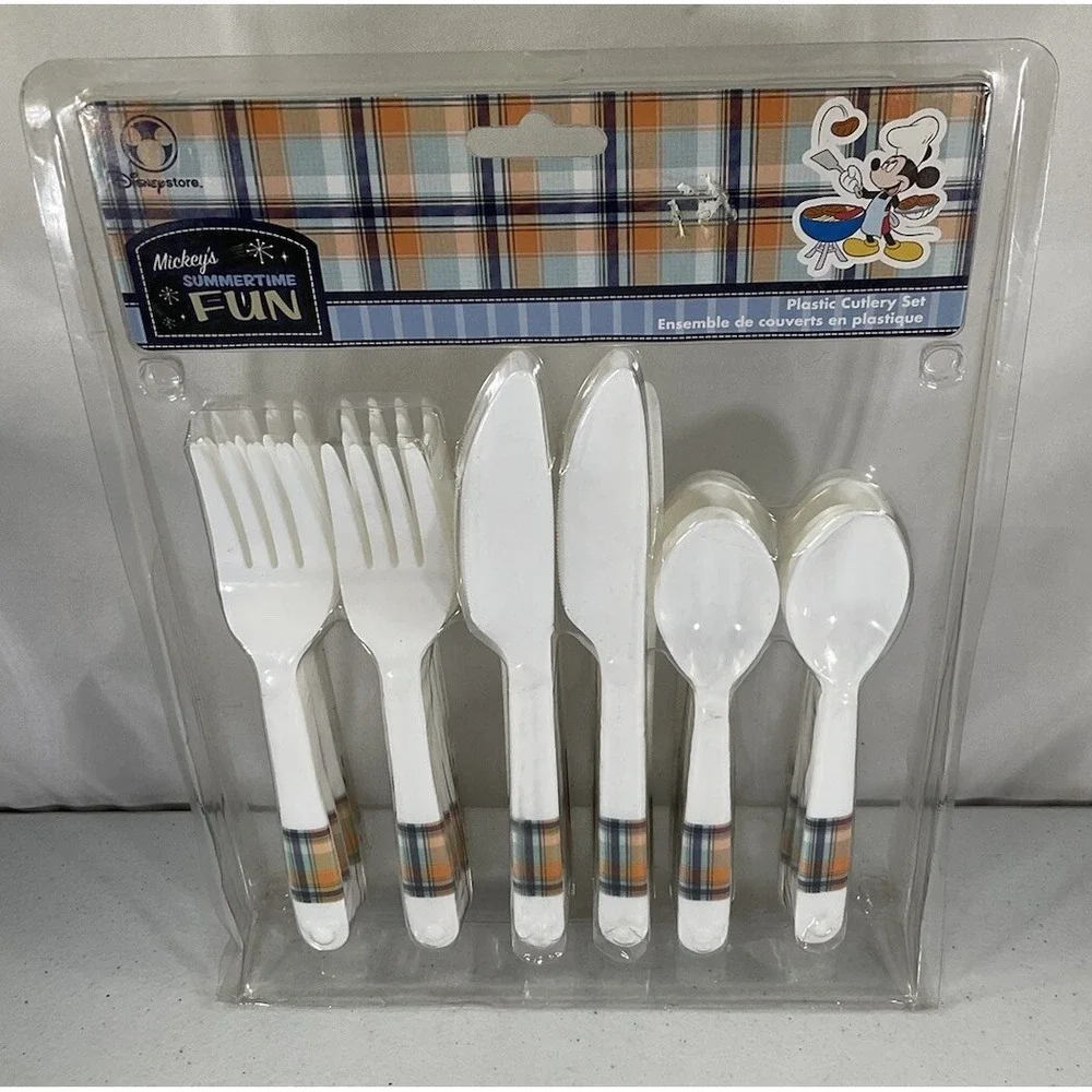 Disney Store Mickey's Summertime Fun Plastic Cutlery Set 30 Piece New In Package